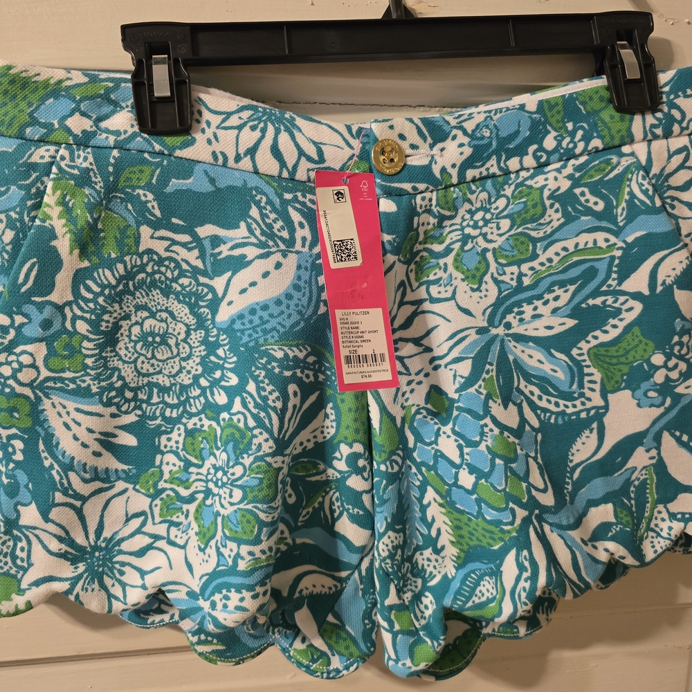 Lilly Pulitzer Buttercup Knit Shorts in Botanical Green and Blue